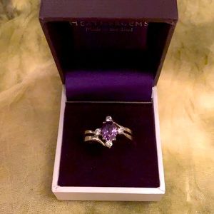 Silver ring with gemstones